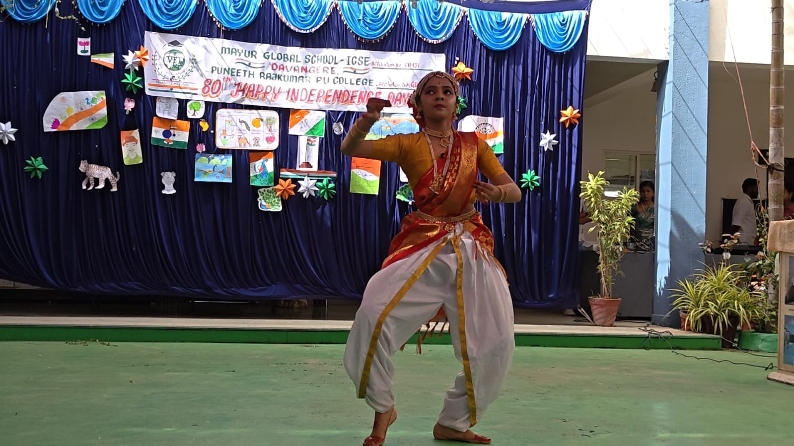 Talent show — a student performing classical dance on stage